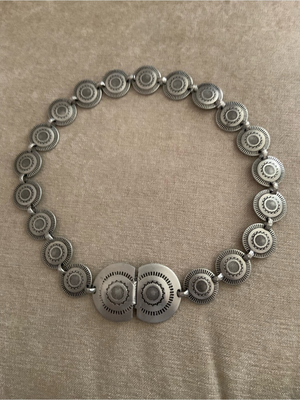Stamped Circular Concho Women's Belt - Silver Tone